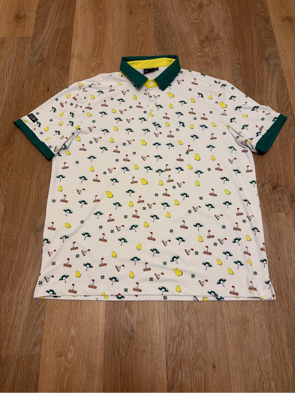 Sunday Swagger Masters Golf Polo XL White Green Pimento Cheese Georgia Print
